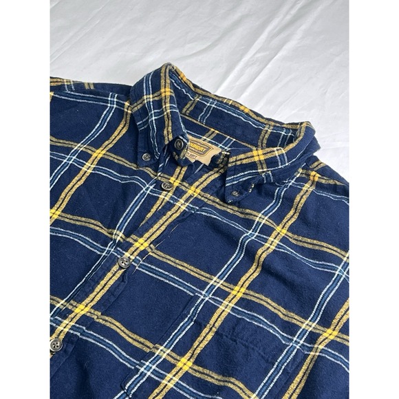 Foundry‎ Flannel Shirt Mens LT Blue Yellow Plaid Long Sleeves Collared Cotton - Picture 5 of 9